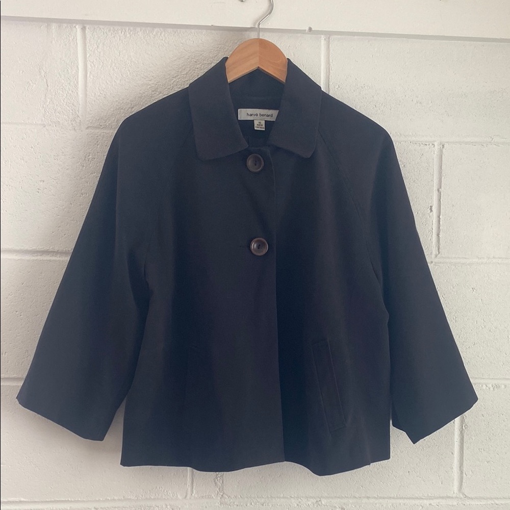 Harve Benard Black Cropped Pea Coat